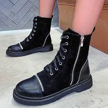 SAGACE/скрабы на плоской подошве, женские ботинки на шнуровке с круглым носком обувь с высоким берцем на молнии в стиле пэчворк повседневная женская модная обувь