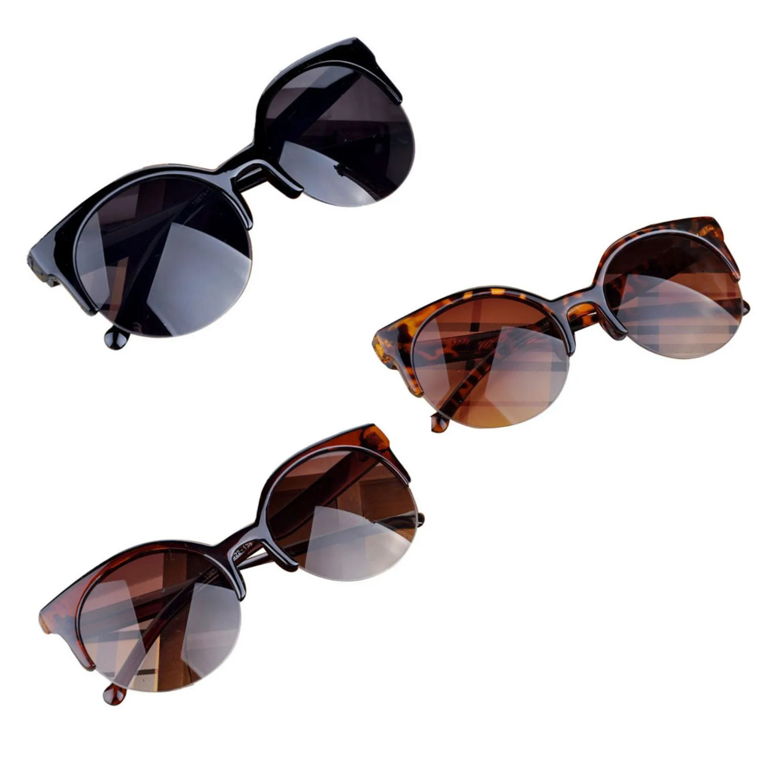 

Fashion Vintage Sunglasses Retro Cat Eye Semi-Rim Round for Men Women Sun Glasses Driving Frame Polarized Glasses Goggle #45