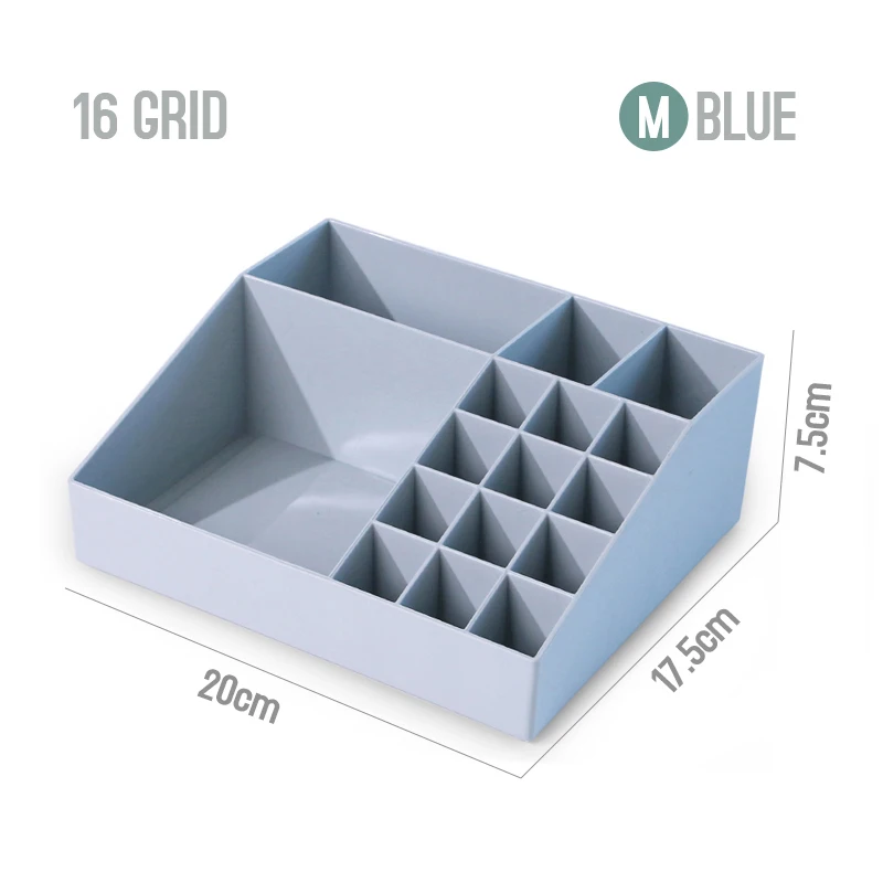 16 grid Blue BNBS коробка для хранения косметики органайзер для косметики Fewelry контейнер пластиковый органайзер коробки для настольного хранения предметов держатель макияж - Цвет: 16 grid Blue