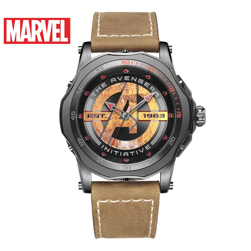 Оригинальные мужские часы MARVEL Роскошные Модные Повседневные Спортивные кварцевые наручные часы мужские водостойкие кожаные часы
