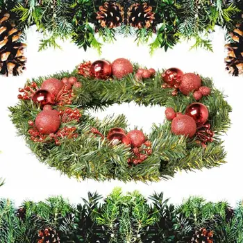 

Hot 2.7M Branch Green Christmas Garland Pine Wreath Fireplace Decor Ornament