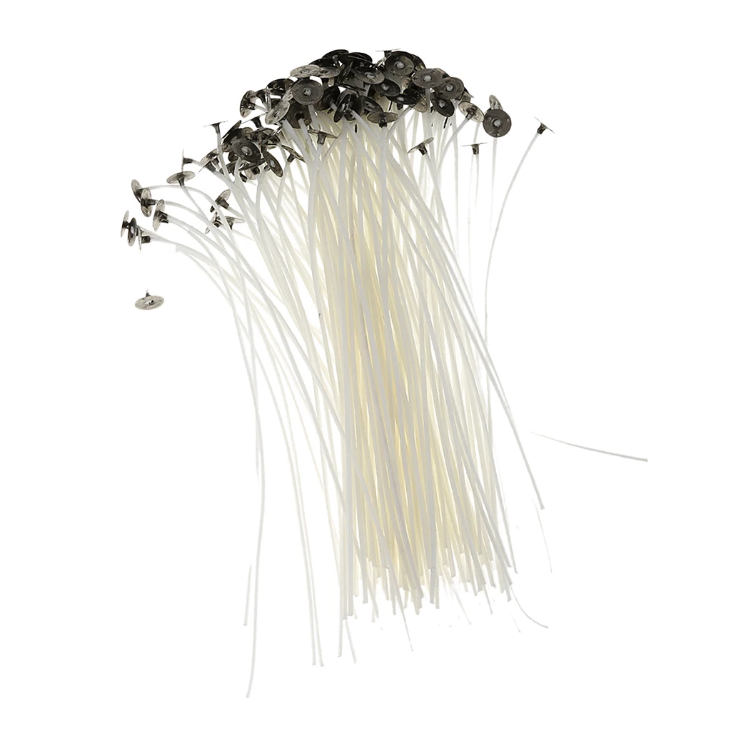 100pcs Pre Waxed Wicks With Sustainers For Candle Making Crafts DIY 20CM