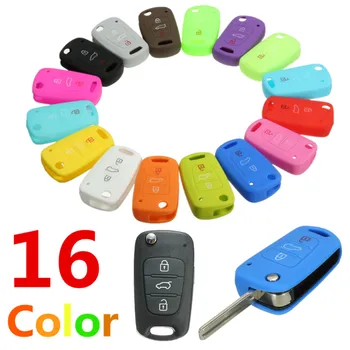 

Hot 16 Colors Silicone 3 Button Remote Flip Key Case Fob Cover For Kia /Sportage /Soul /ceed /for Hyundai i20 i30 i35 iX20 iX35
