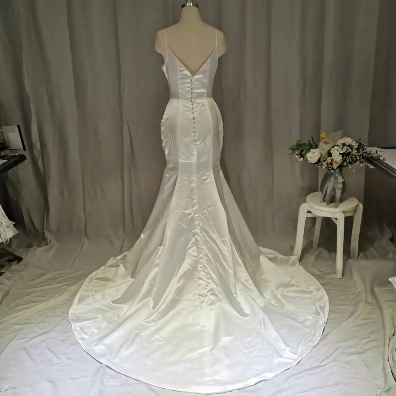 Real Photos Cheap 2022 Stain Mermaid Wedding Dresses Spaghetti Straps White Ivory Sleeveless Bridal Dress Vestido De Noiva short wedding dresses