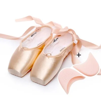 Новинка; острый атласный верх с лентой; женские розовые профессиональные балетки; обувь для танцев - Цвет: NudePlus