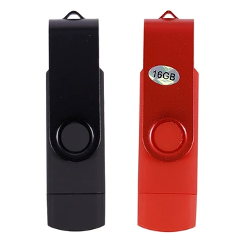 

2 Pcs USB Mini Memory Stick 16GB USB 2.0 Memory Flash Drive OTG for Handy PC, Red & Black
