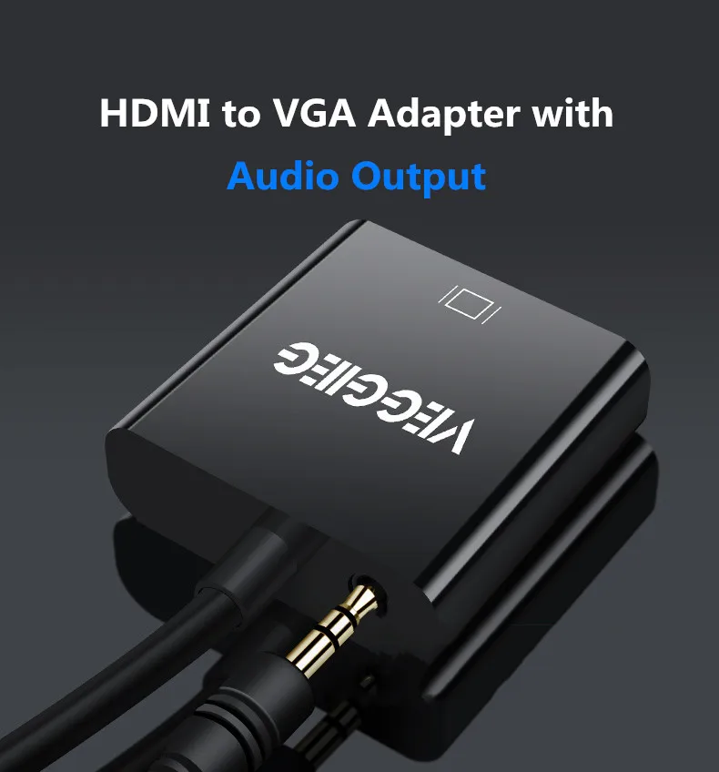 Обновленный чип HDMI к VGA адаптер Мужской к Famale конвертер сплиттер 1080P цифровой к ТВ AV видео аудио для ПК ноутбука PS4