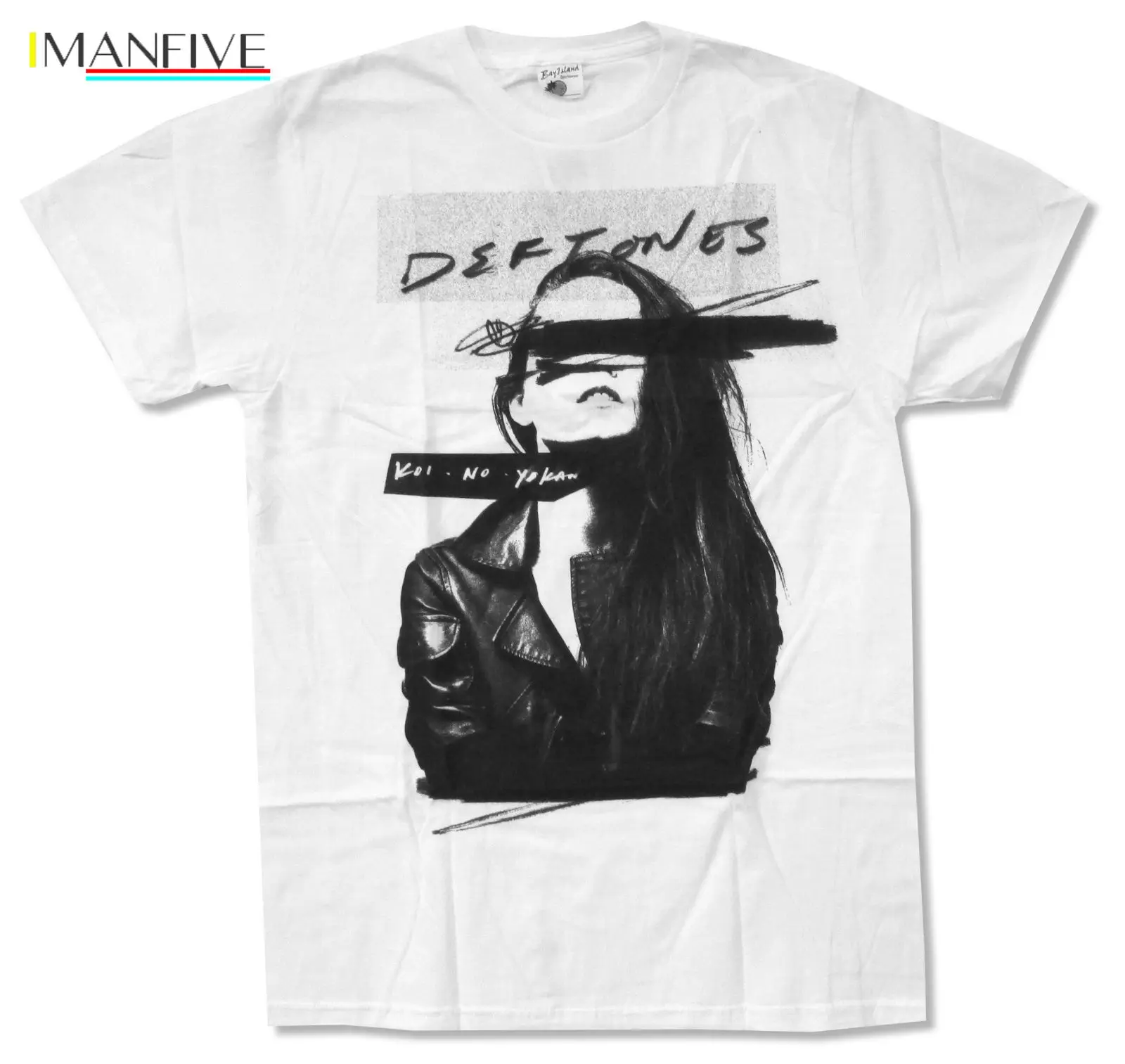 

DEFTONES LEATHER JACKET GIRL IMAGE WHITE T-SHIRT NEW OFFICIAL KOI NO YOKAN Mans Unique Cotton Short Sleeves O-Neck T Shirt 2019