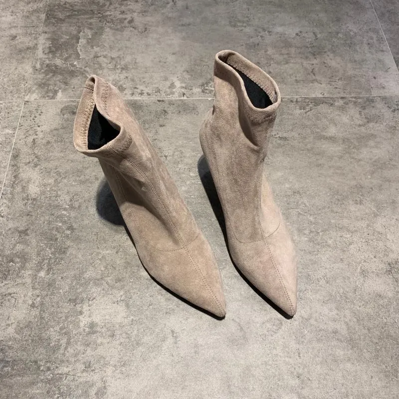 

Sharp High With Short Boots Woman Autumn Single Boots 2019 All-match Fine With Latest Fashion Boots Elastic Thin Boots