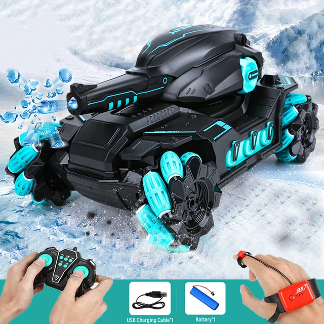 2.4G RC Car Toy 4WD Water Bomb Tank RC Toy Shooting Competitive Gesture Controlled Tank Remote Control Drift Car Kids Boy Toys 1