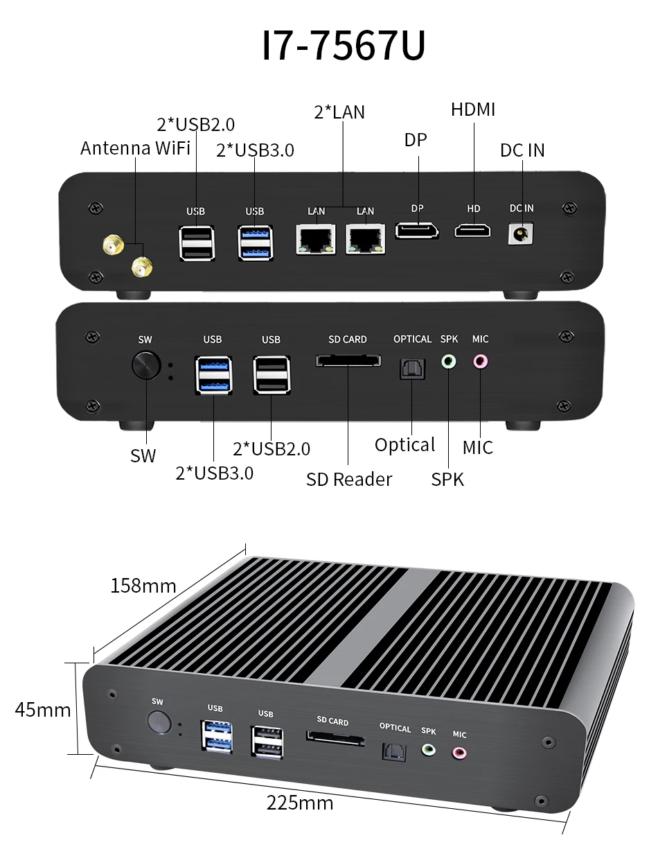 MSECORE i3 7100U i5 7260U i7 7660U игровой Мини ПК Windows 10 Настольный компьютер игровой ПК barebone linux intel HTPC DP HDMI 4K wifi