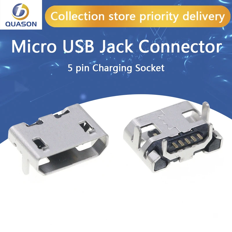 Разъем Micro USB 5 контактов 50 шт. гнездо для зарядки MP3/4/5 Huawei Lenovo ZTE и других мобильных