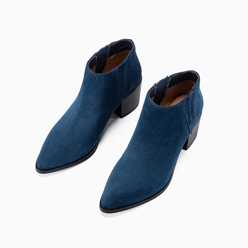 Donna-in 2020 Short High Heels Women's Boots Thick Heel Ankle Boot Round Head Winter Women Shoes Chelsea Martin Sexy Large Size