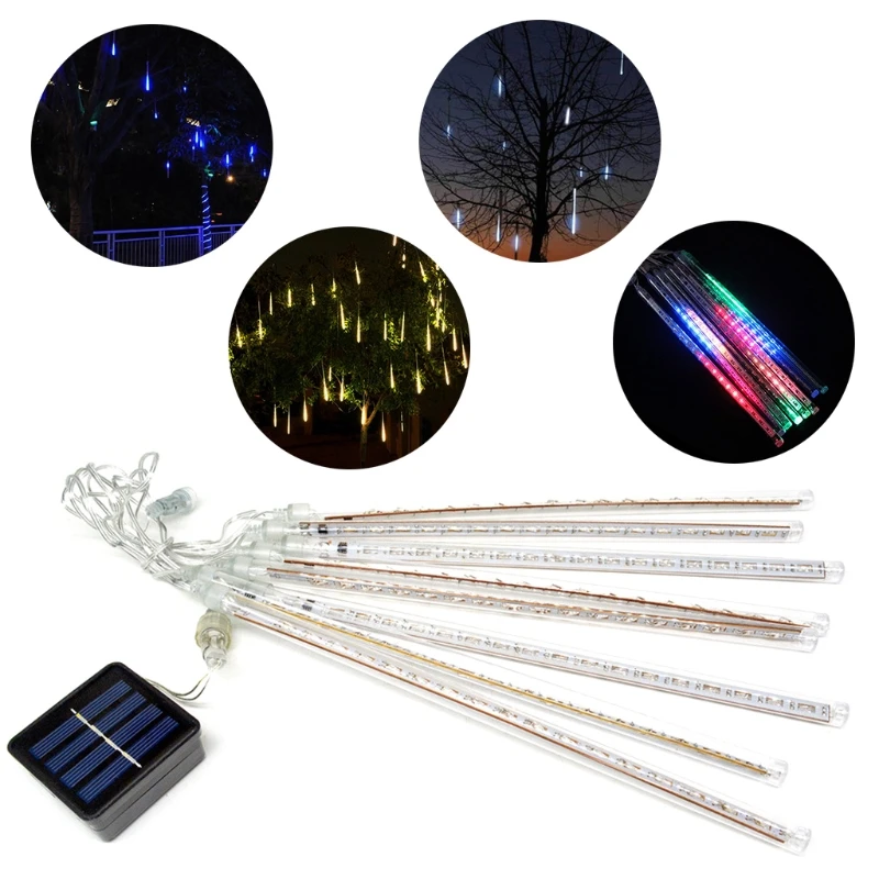 

30cm 8 Tubes Waterproof Meteor Shower Rain Solar Power LED String Lights Outdoor