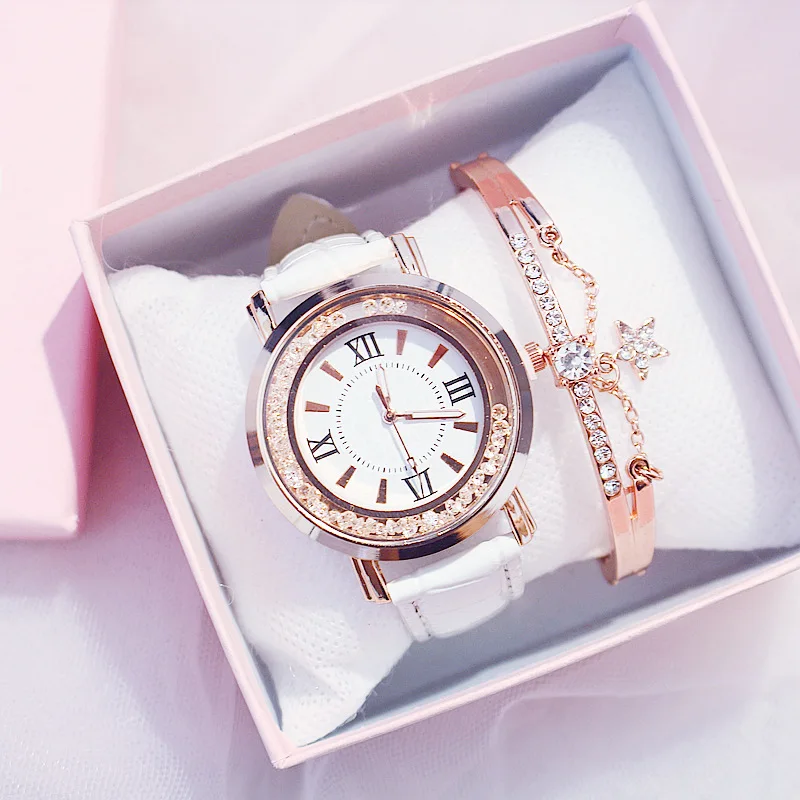 

2020 New Women Set Watches Luxury Leather Strap Quartz Wristwatch Ladies Dress Watch black Watches Reloj Mujer Montre Femme