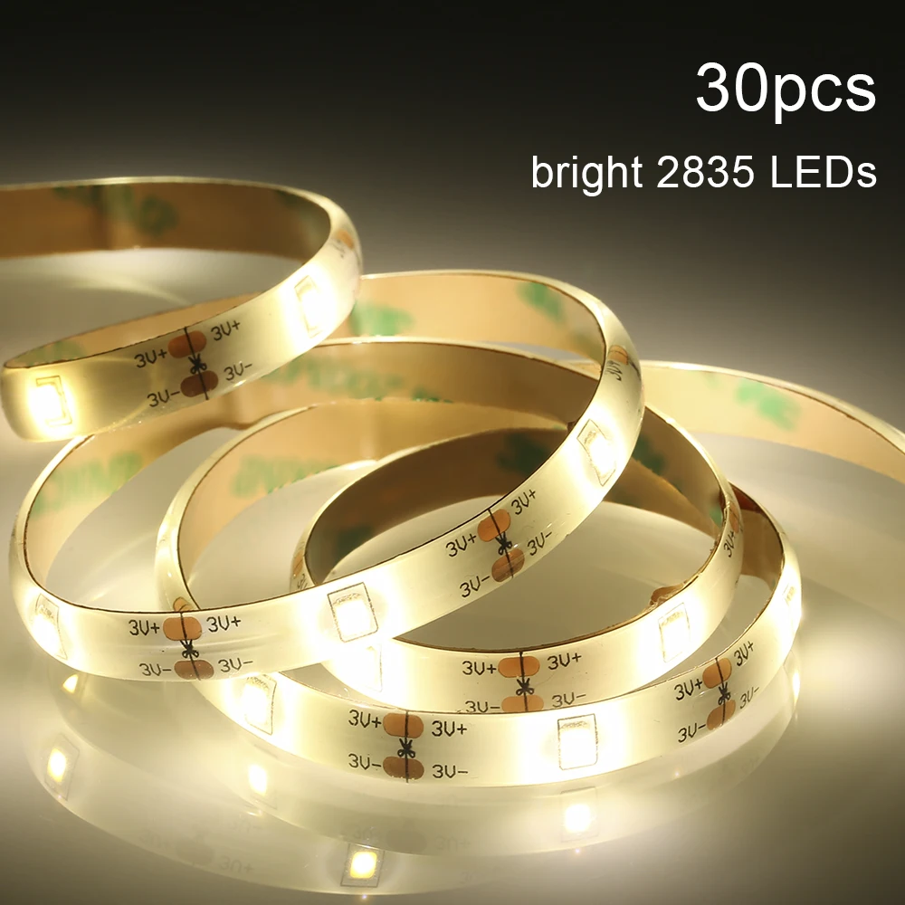 NEW 1M 30LEDs led Strip Lights Cabinet PIR Motion Sensor Under Bed String Light Automatic& Manual Switch Night Lamp for Closet