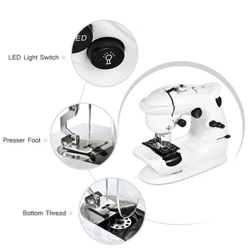

Mini Sewing Machine Multi-function Sewing Machine 2-Speed Reverse Sewing Foot Control for Beginners Kids DIY Home Decoration