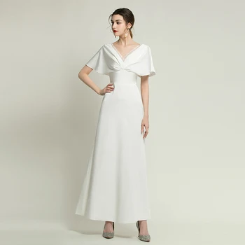 

Women's formal prom evening dress chiffon mermaid white long wedding party dress Plus size Ceremony Bespoke Occasion Dress