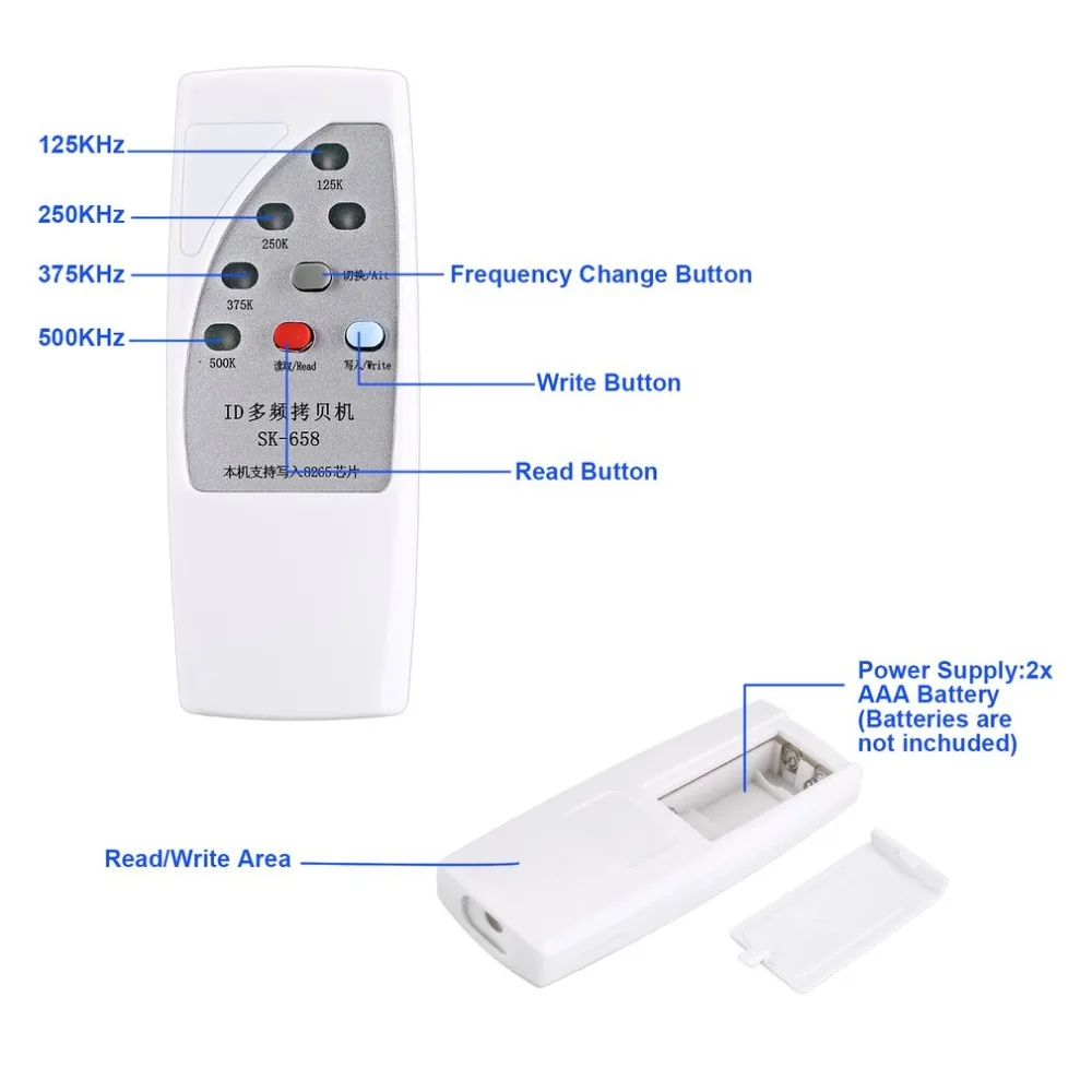 RFID считыватель 125 кГц EM4100 ID карта копир/rfid-дубликатор+ 5 шт. чип ключ карты брелки электронные ключи безопасности+ 6 шт. брелки