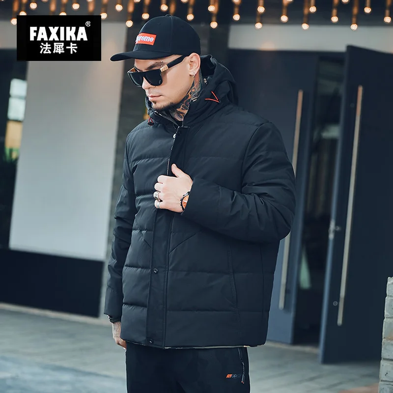 FAXIKA, большой размер, мужской пуховик, короткий параграф, камуфляжная, толстая, свободная, удобрение, увеличенное, зимнее пальто