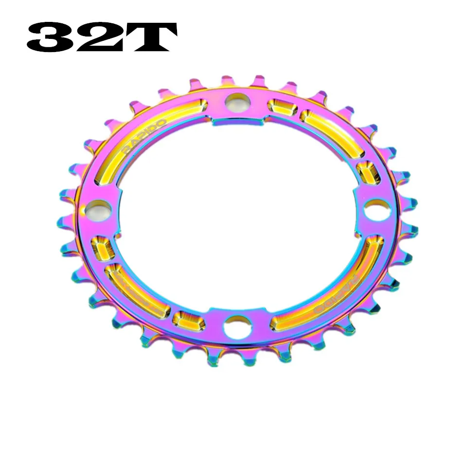 32T Красочные круглые Узкие Широкие цепи Корона MTB горный велосипед 104BCD 32T 34T 36T 38T шатуны зубные пластины запчасти ALU 7075 - Цвет: 32T