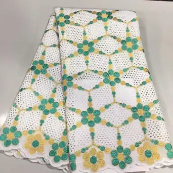 

High Quality African Nigerian Net Lace Fabric Swiss voile 100% Cotton Embroidery France Mesh Lace Fabrics 5 Yards