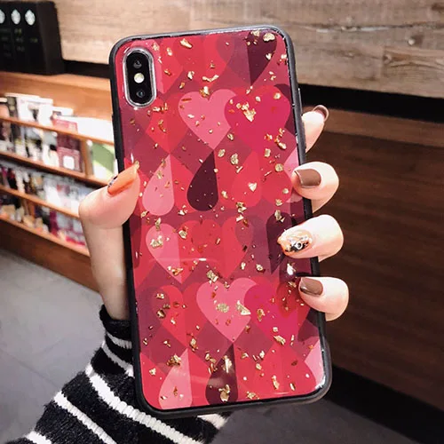 Love Pink Блестящий Мягкий чехол из ТПУ с золотой фольгой и мрамором для Huawei Y7 Pro Y9 Y6 Prime Y5 Honor 10 Lite 20 9X 7C 8X 8C P Smart Z - Цвет: Love Pink