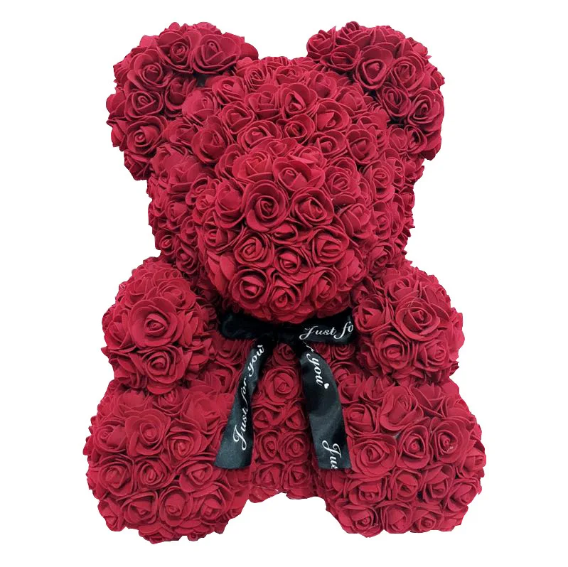 Подарок на день Святого Валентина, 25 см, 40 см, красная роза, плюшевый мишка, цветок розы, искусственное украшение на Рождество, день рождения, вечеринку, свадьбу, женский подарок - Цвет: 40 cm
