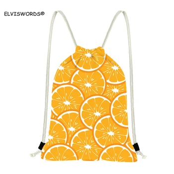 

ELVISWORDS Cartoon Fruit Pattern Drawstring Backpack Cute Travel Shoulder Bag Gym Sack Kid Sport Bags for Boys Custom Logo Bags