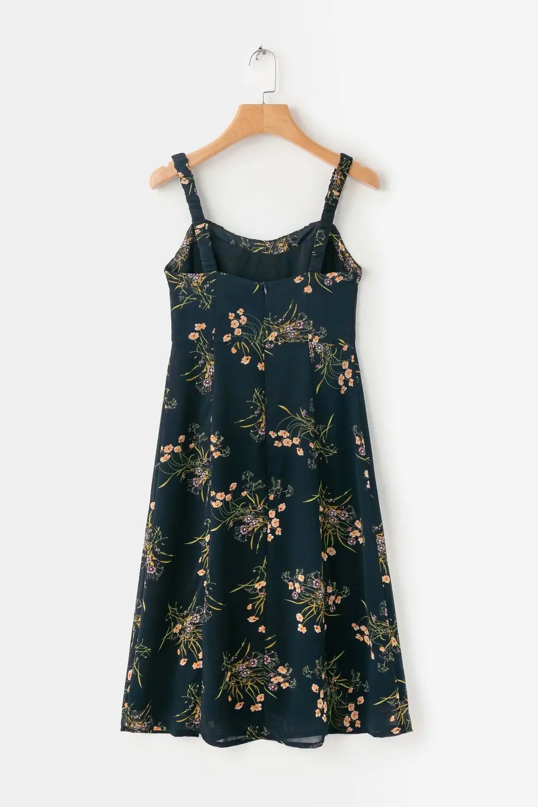 

Europe And America 2019 Spring New Style Slim Fit Slimming Versatile French Vintage Floral Print Slit Camisole Backless Dress Wo