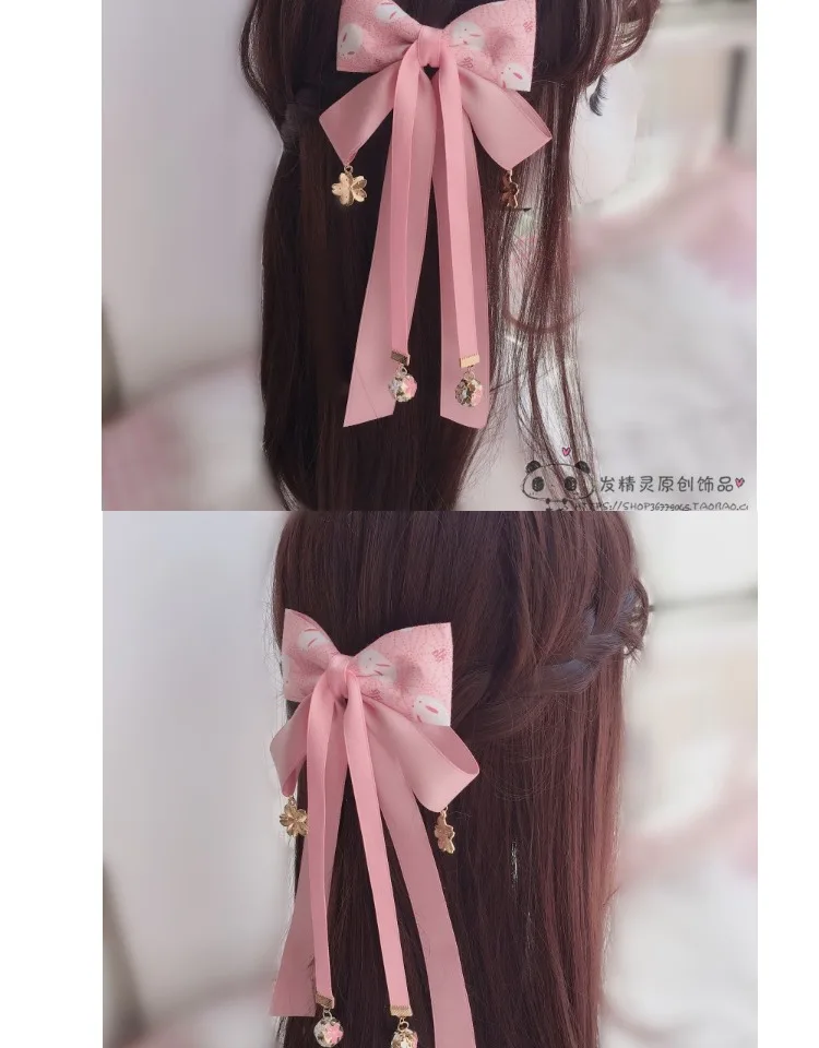 Заколка для волос Sakura rabbit and wind, заколка для волос, японская кисточка, Бант Hanfu, обруч для волос, аксессуары для волос