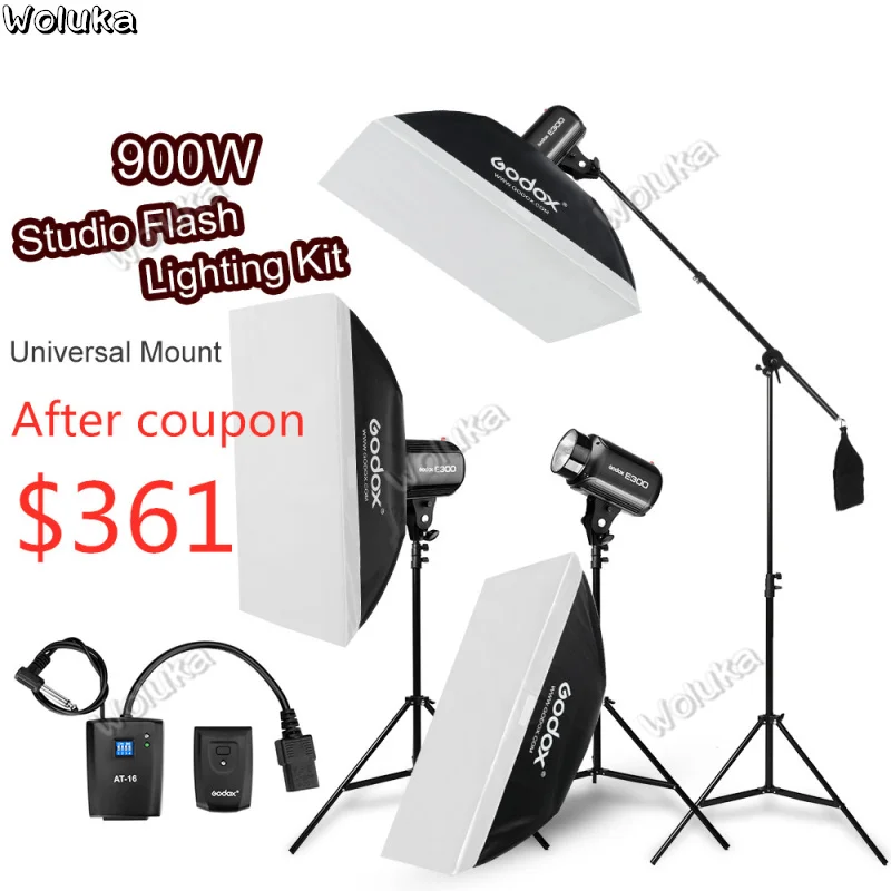 900Ws Godox строб студия комплект для вспышки 900 Вт фотографическое освещение стробы, световые стойки, триггеры, софтбокс, стрела Arm CD50 T03