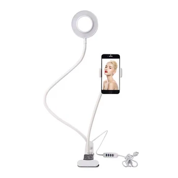 

2In1 Lazy Phone Holder 3 Modes Led Fill Light Long Arms Desktop Bed Stand Adjustable Aluminum Mount Live Video
