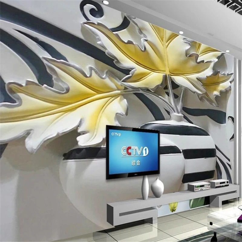 Индивидуальные 3D Европейский цветок рельефные настенные цветы рельефные декоративные фрески на заказ Большая фреска зеленые обои Papel де parede