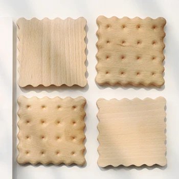 

Beech Wooden Cup Mat Cookie Shape Coaster Tea Coffee Mug Drinks Holder Photography Props Mats Crafts Wedding Party Decoration