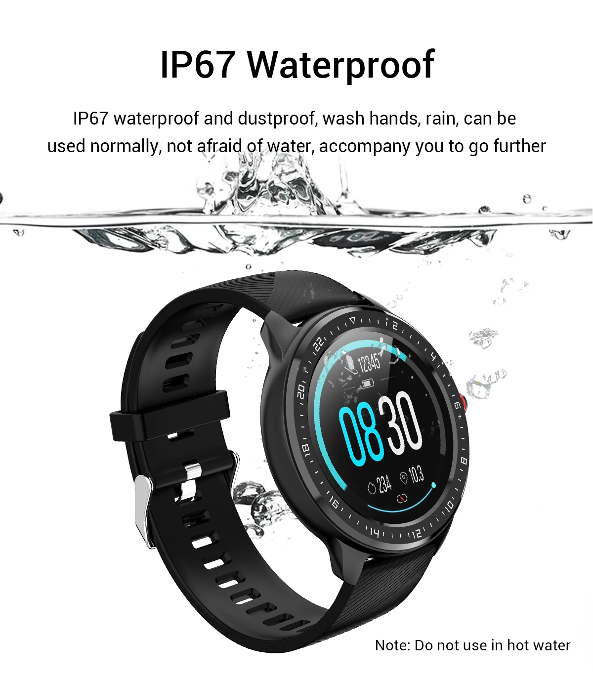 Torntisc Sport Smart Watch Men Full Round Full touch Dynamic Heart Rate Sleep Monitoring Smart Bracelet Waterproof IP68 VS L8 L5