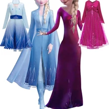 Льда и Огня серии 2 зимних платьев для девочек, модели с объемными элементами Платья Анны и Эльзы Рождество год Выходные туфли на выпускной Косплэй Детский костюм