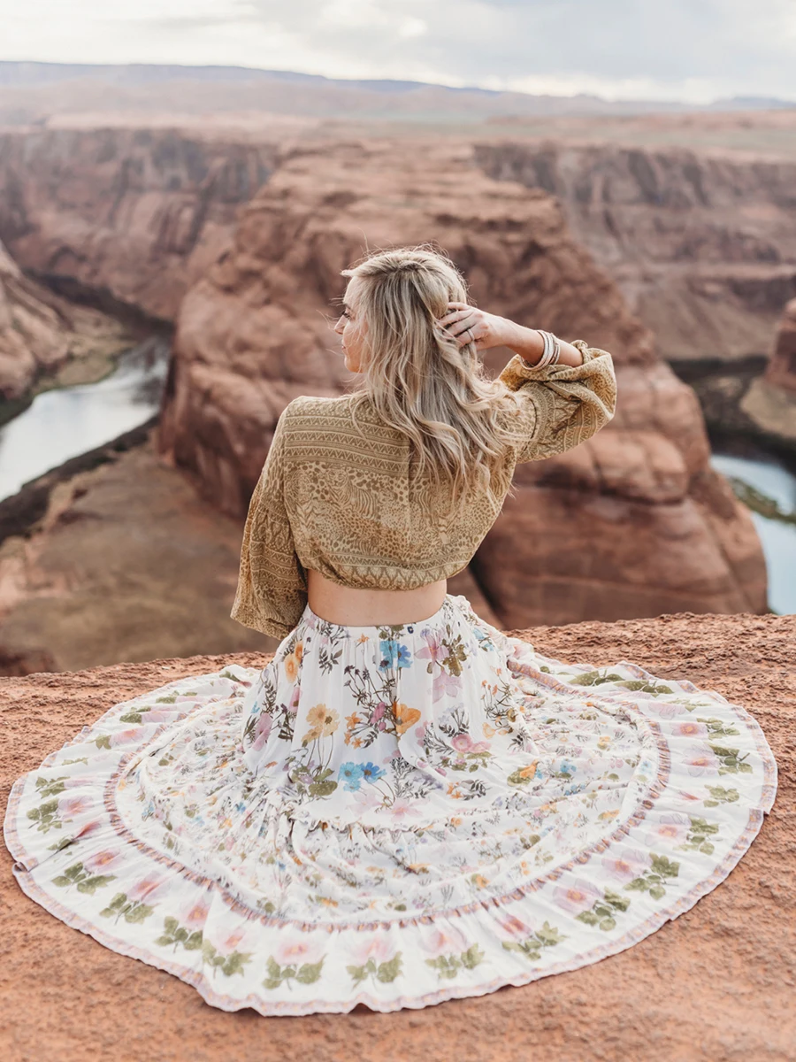 Dreamy Wild цветение макси юбка эластичная талия повседневные женские юбки бохо шик длинная юбка faldas mujer moda летние юбки