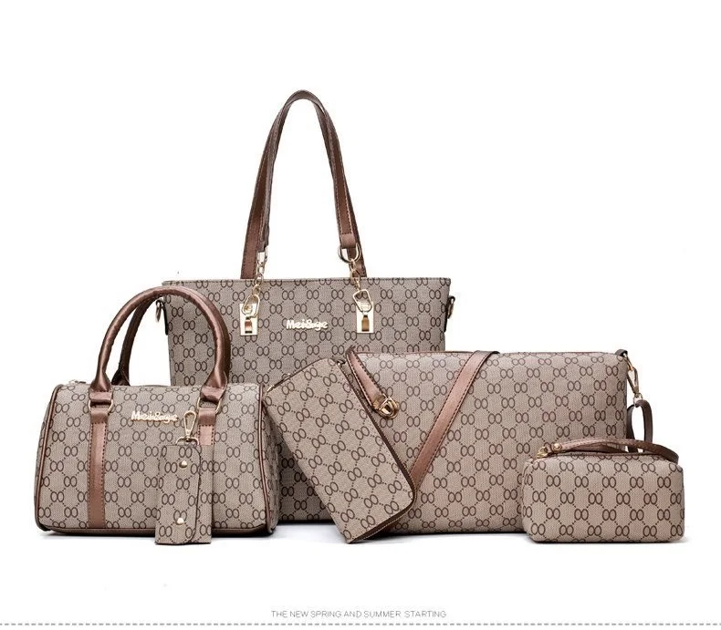 conjunto 6 peças bolsa feminina grande