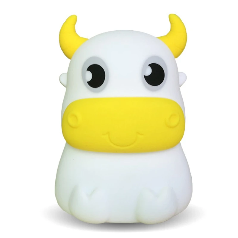 

Dull Cow Silicone Night Light Rechargeable Pat Light Warm Dream Bedroom Bedside Table Lamp