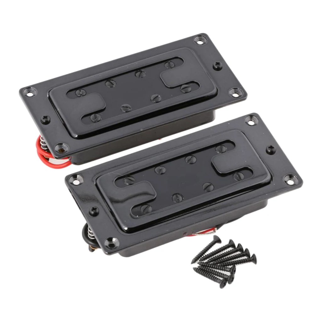 2pieces Black Noiseless Double Bridge Pickups for 4 String Electric Guitar