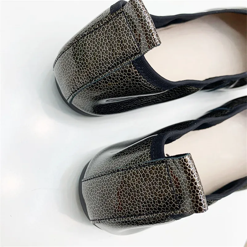 Fashion Bowtie Round Toe Women Ballet Flats Shoes Genuine Leather Women Shoes Loafers Soft Comfortable Flats Lady Shoes Big Size (19)
