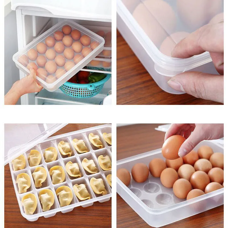 24 Eggs Holder Eggs Dispencer Refrigerator Food Storage Box Container Space-saving Eggs Boxes Organizer Utensils Kitchen supplie