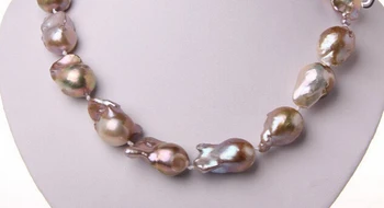 

NEW 001756 stunning big baroque purple keshi reborn freshwater pearl necklace