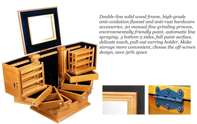 Твердые деревянные Многослойные коробки для ювелирных изделий большой емкости Ювелирные серьги Для Хранения Чехол серьги многофункциональная коробка для хранения ювелирных изделий