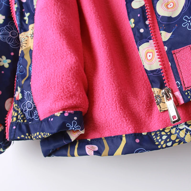 Новые весенне-осенние детские пальто с капюшоном водонепроницаемые куртки для девочек от 2 до 9 лет, модная верхняя одежда для девочек с принтом оленя и цветов