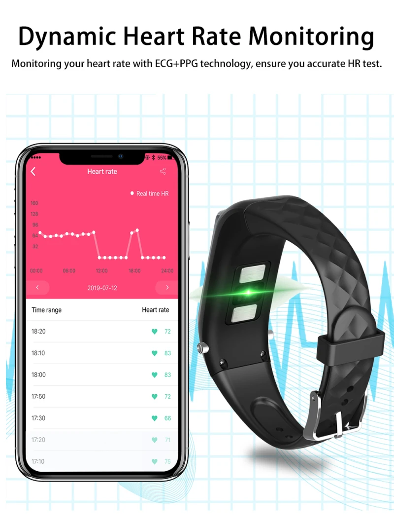 Smart Wearable Bracelet Watch Bluetooth Earphone 2 in 1 AI ECG+PPG Heart Rate Blood Pressure Monitor Sports Drive Call Phone