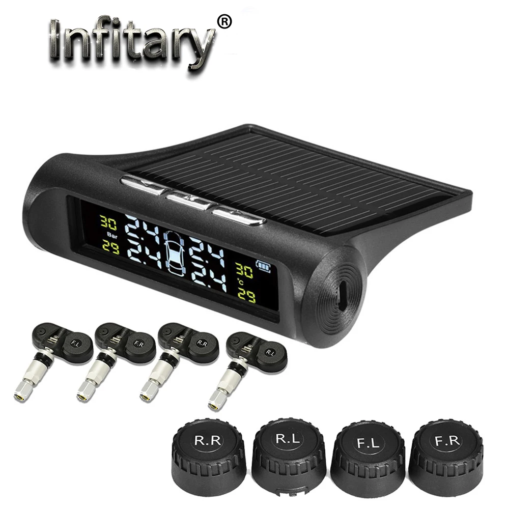 Автомобильная система контроля давления в шинах TPMS на солнечной энергии с ЖК