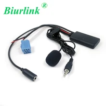 Biurlink para blaupunkt rádio 8pin mini porto iso 3.5mm áudio aux no microfone bluetooth para volkswagen para audi para becker