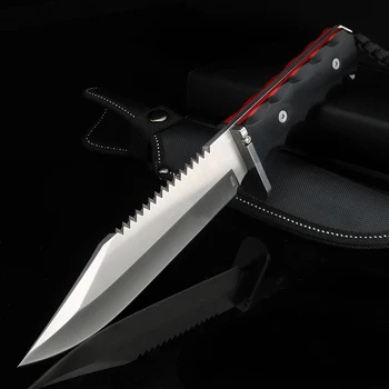 

FOMALHAUT Outdoor Knife Wood Handle Sawtooth Short Knife Wild Hunting Survival Knife Camping Multifunctional Straight Knives